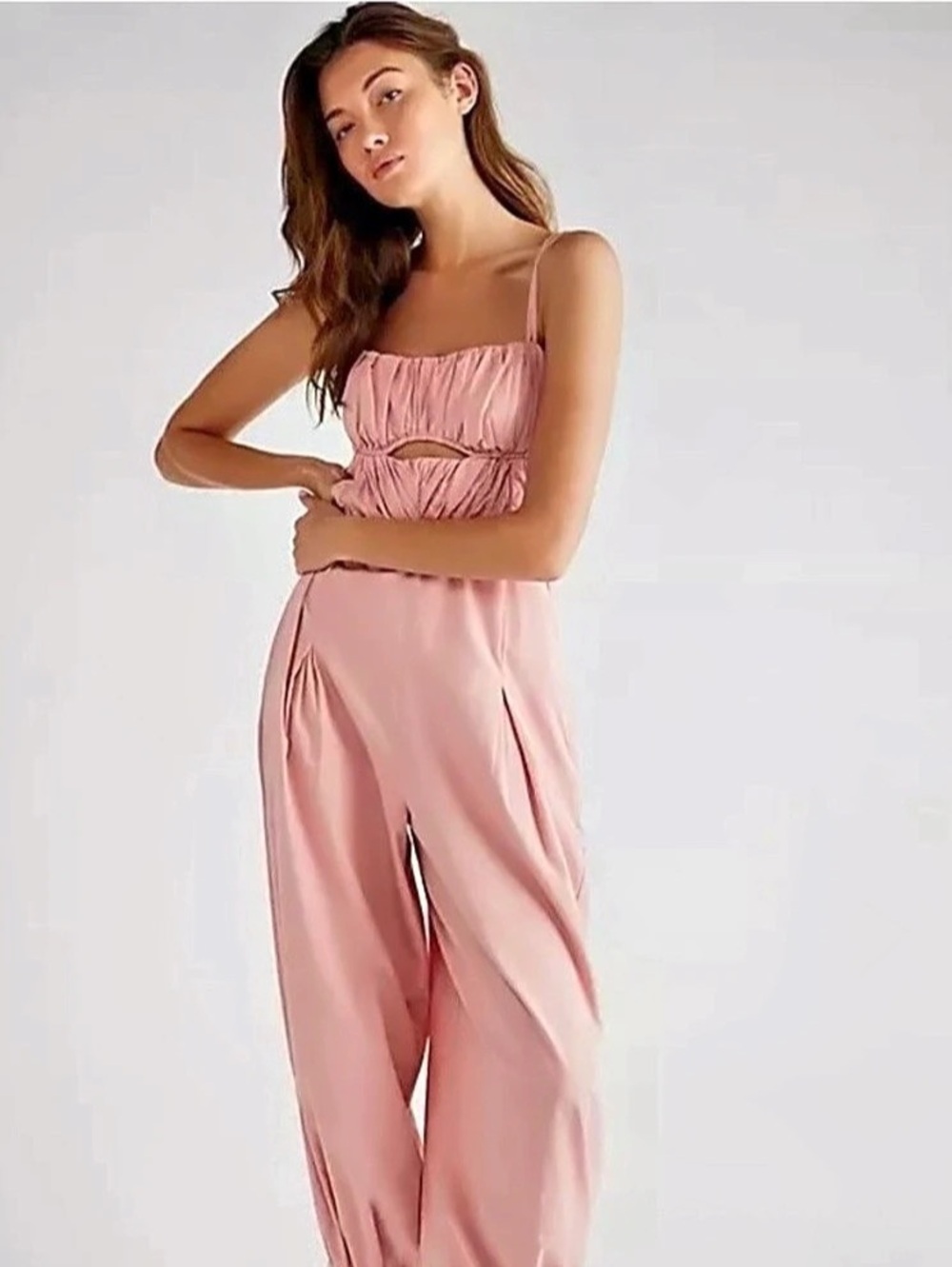 Free People Kingston Cut Out Jumpsuit Pink